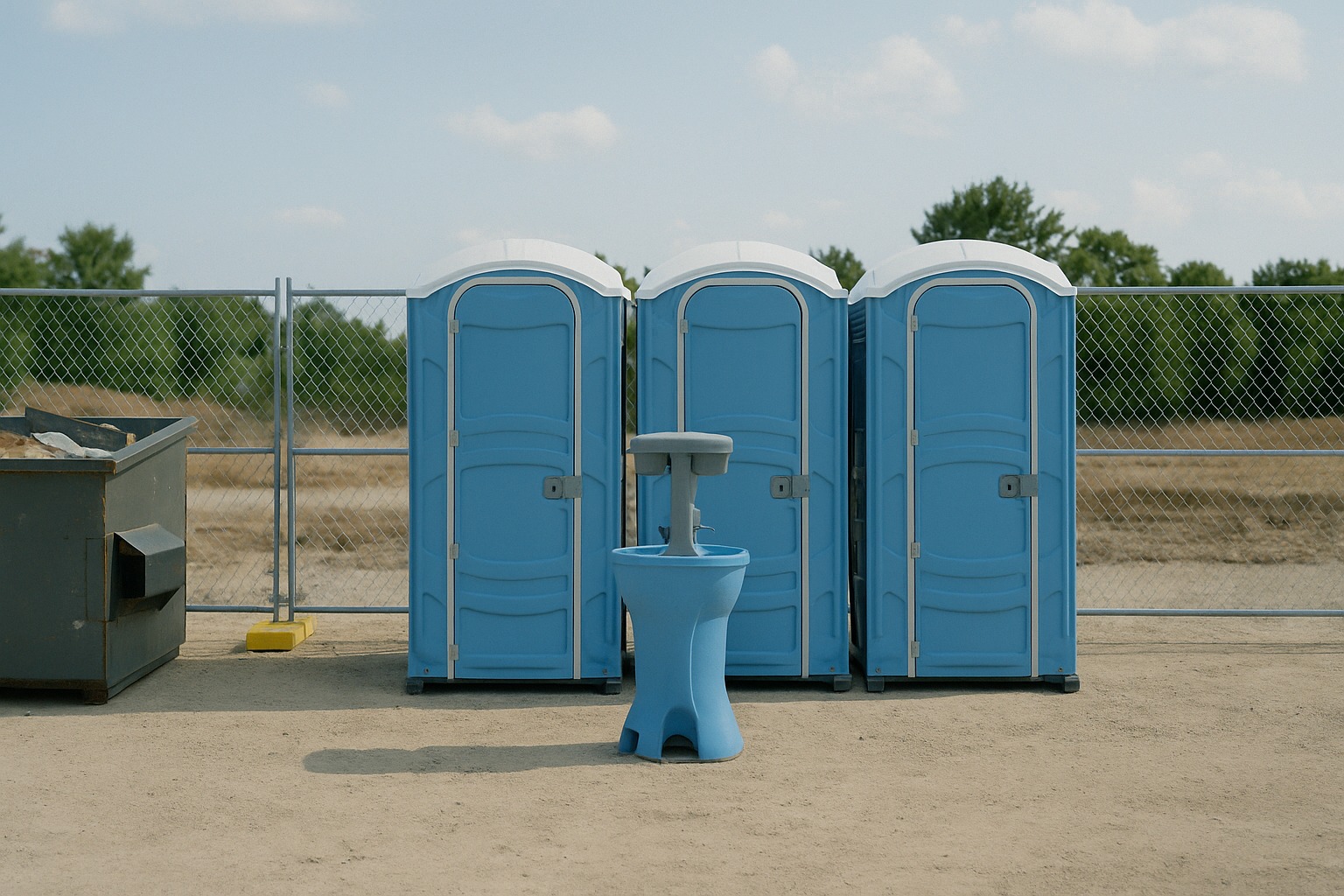Professional construction site with clean facilities